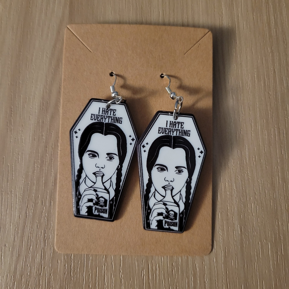 Black and White Coffin Earrings